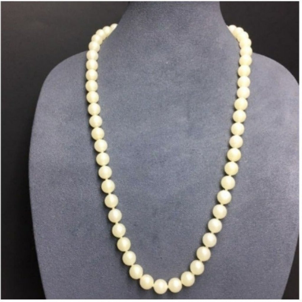 Vtg Pop Bead Necklace White Pearl Adjustable Retro 45$